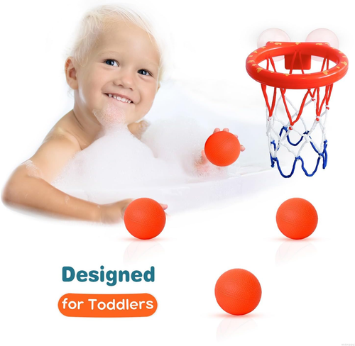 Bath Toys, Bathtub Basketball Hoop for Toddlers Kids, Boys and Girls with 4 Soft - Picture 7 of 12