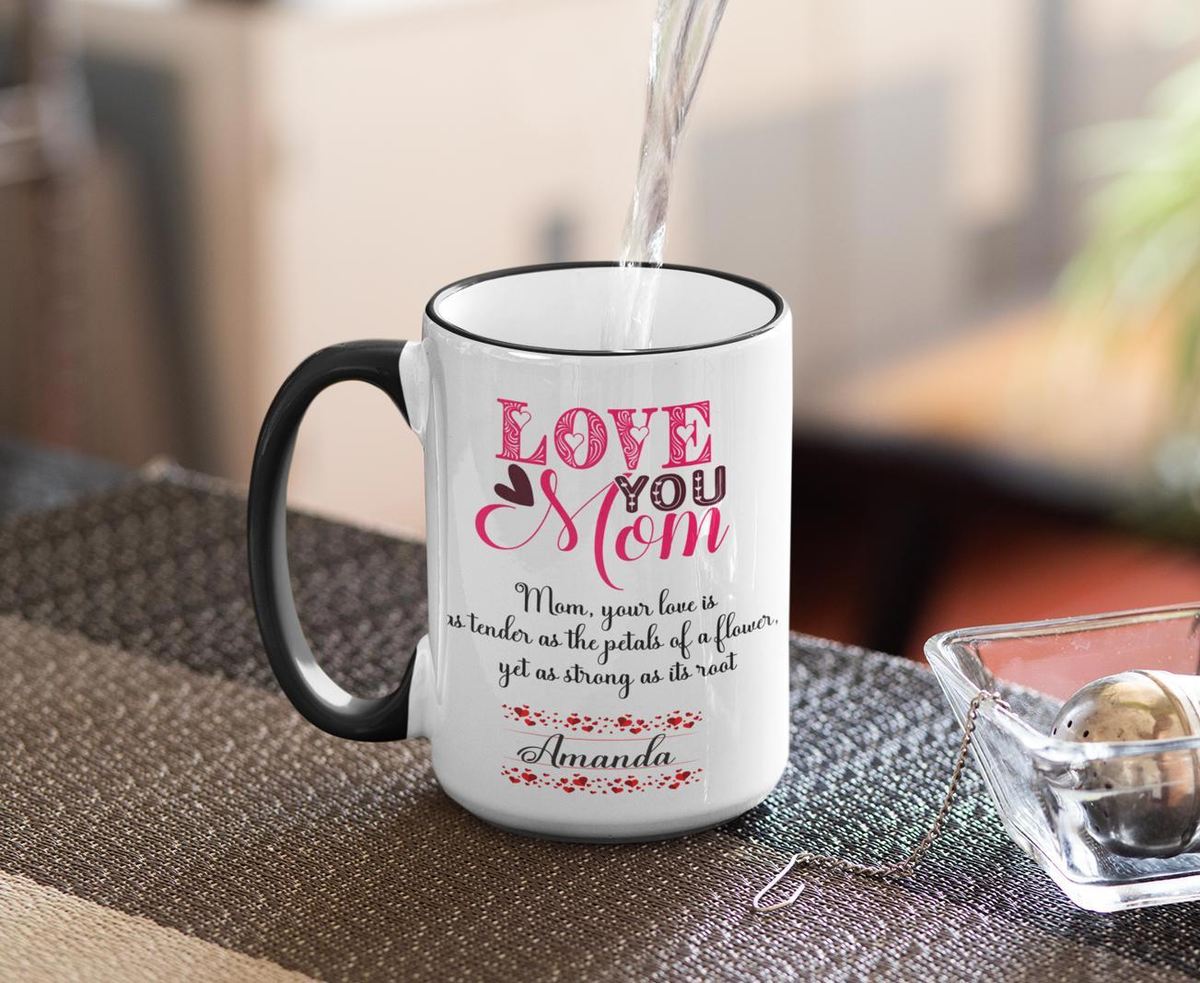 GV=#12 Love you mom Black Rim and Handle Personalized, 11oz Coffee Mug,  Gifts | eBay