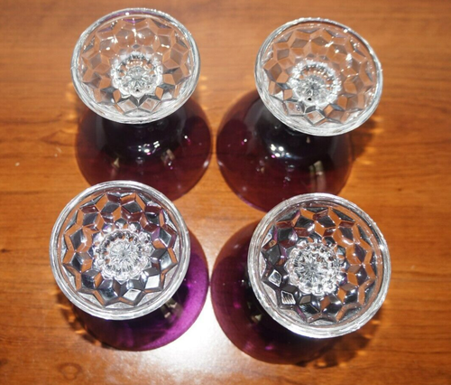 5 Vintage Amethyst Cocktail Pedestal Glasses (Bischoff?) - Picture 7 of 13