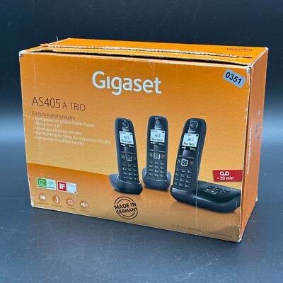 Gigaset AS405A Trio Telefon - schwarz in OVP inkl. neuer Akkus  
