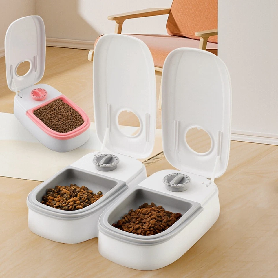 Alimentador automático de mascotas dispensador inteligente de alimentos para gatos perros temporizador acero inoxidable Bo Foto 4 de 4
