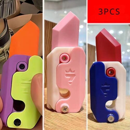 3PCS Gravity Radish Knife Plastic Fidget Anxiety Stress Relief Toys Funny - Picture 3 of 11