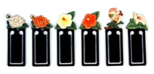 Hand Painted Lily Rose Hibiscus Assorted Flower Bookmarks (Set of 6) 972F