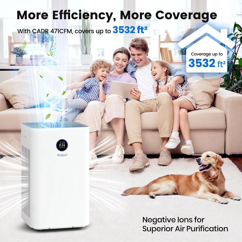 Air Purifier for Large Rooms up to 3532 sq ft, Smart WiFi HEPA Filter with Ad...