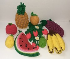 Crochet Fruit Plush Handmade 9 Piece Pre-owned