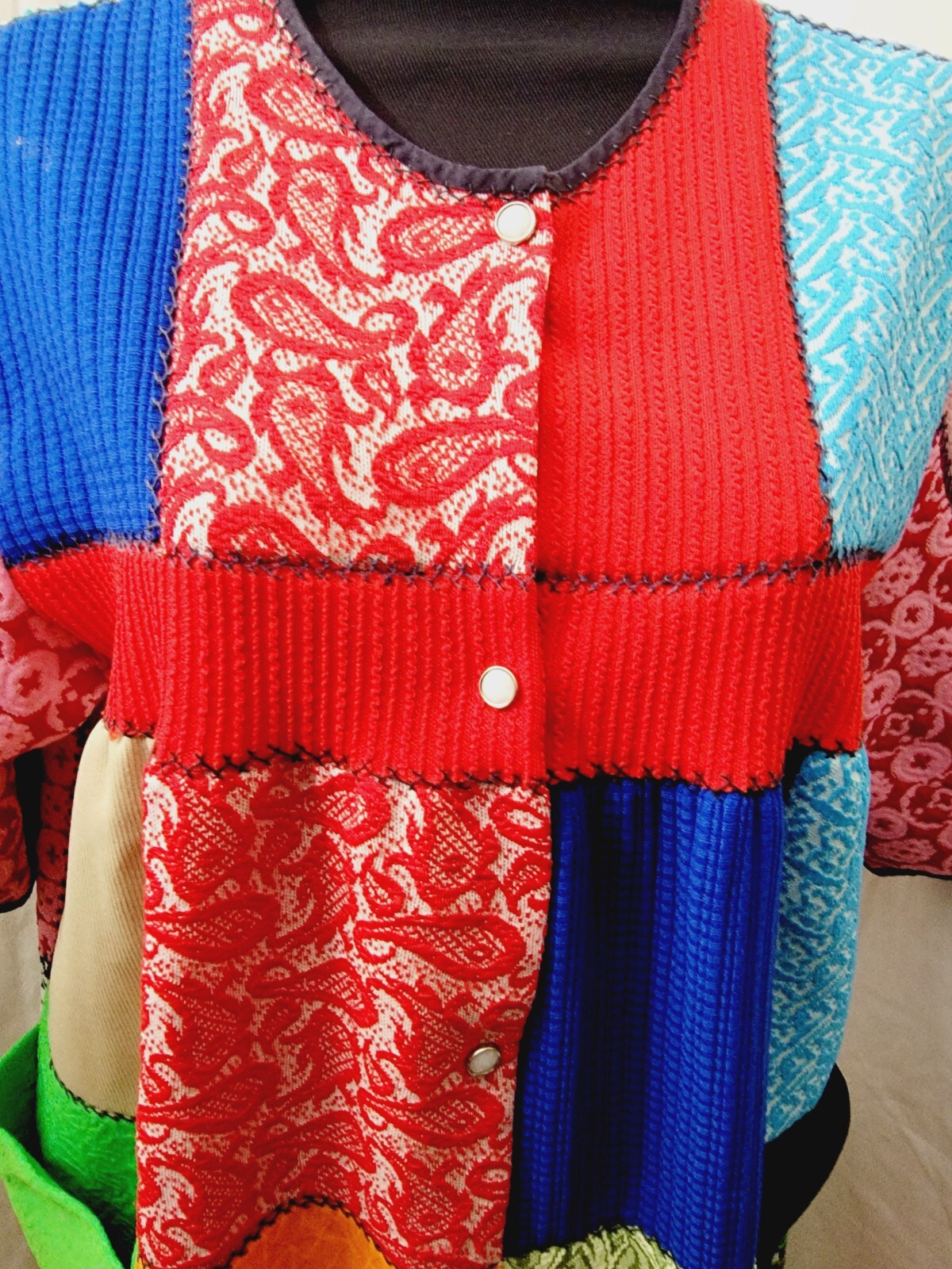 Multicolor Handmade Patchwork Robe Medium Size Po… - image 2