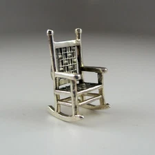 Sterling Silver ROCKING CHAIR Charm for Bracelet ROCKER Country RUSTIC Pendant
