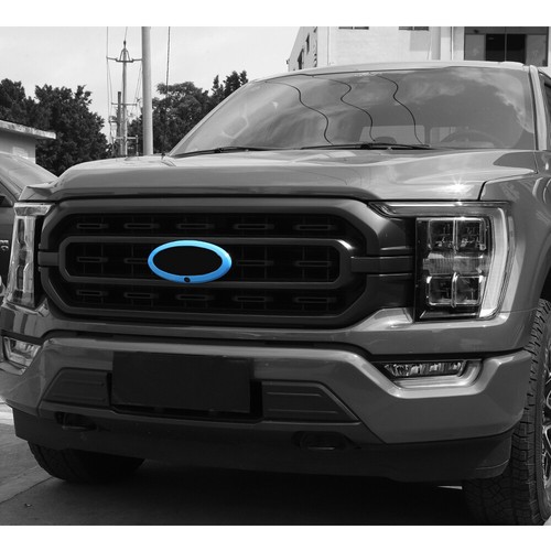 Cubierta de insignia emblema con logotipo central rejilla delantera para Ford F150 2021+ azul claro - Imagen 4 de 9