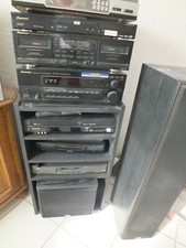 Radio HiFi-Turm mit 4 Holz böden Phonomöbel Audio Schrank Schwarz Ohne Geräte 