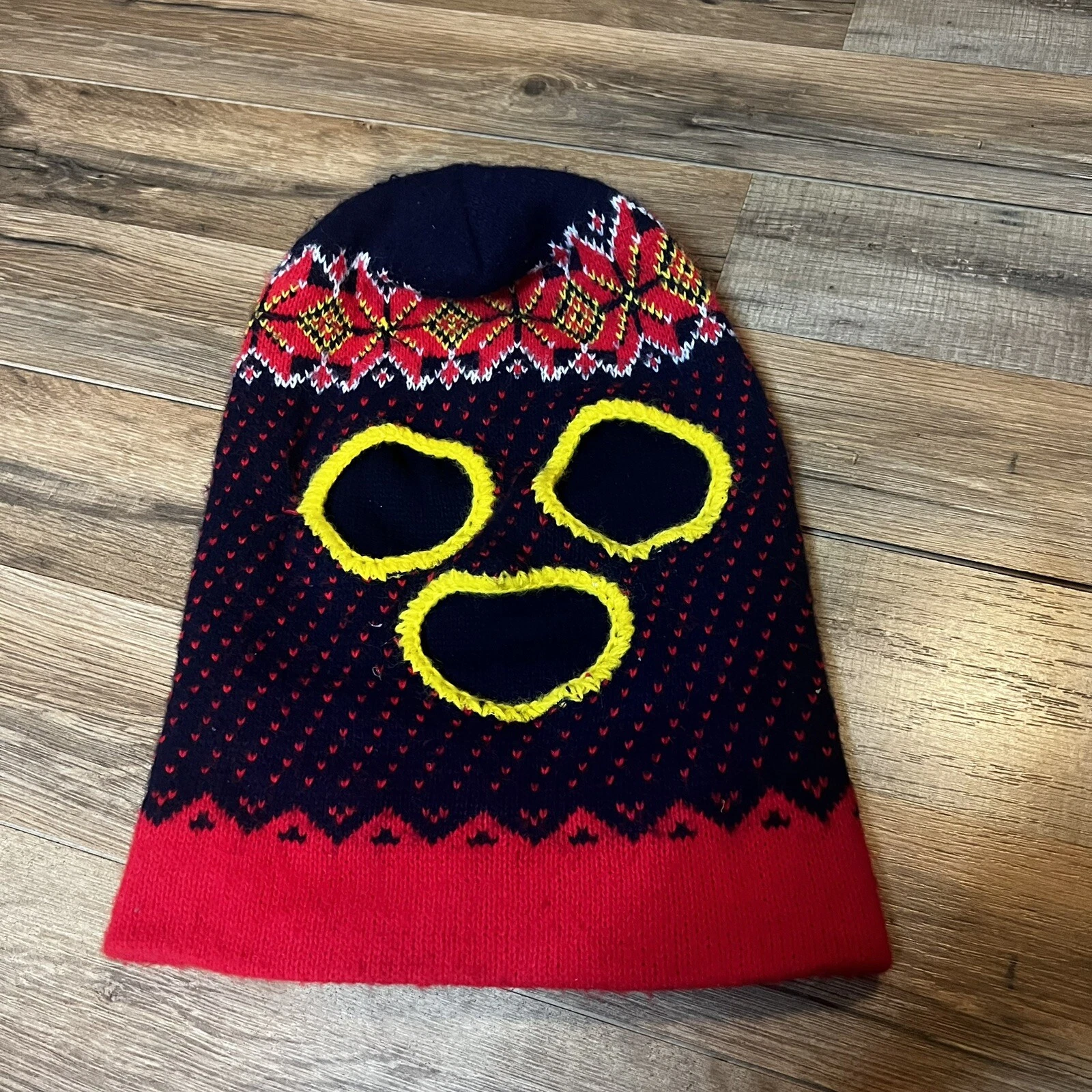 VTG Ski Mask Balaclava Robber Winter Knit Hat Cap Multicolored