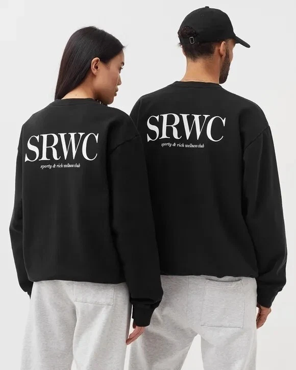 Sporty & Rich Upper East Side Crewneck Sweatshirt Black Medium Unisex Pullover