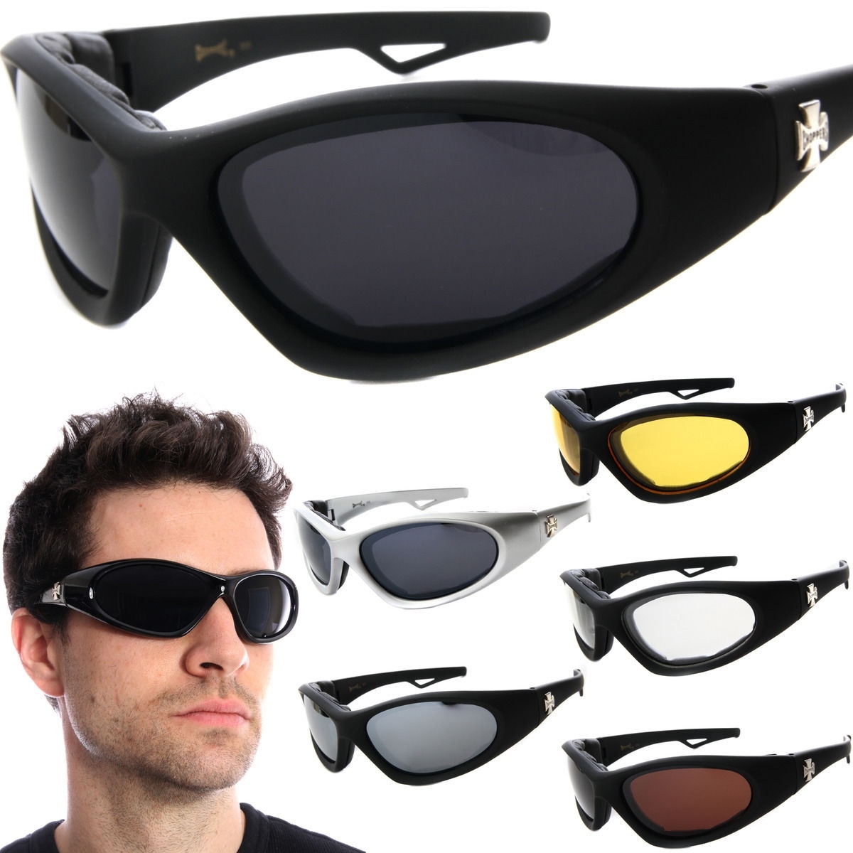 Occhiali Da Sole Choppers Con Imbottitura In Schiuma – Antivento Per Moto Ed Equitazione – Lenti Multicolore UV400
