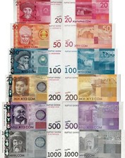 Kyrgyzstan 2016 set 6 pcs. 20+50+100+200+500+1000 som - Pick 24b-29b UNC