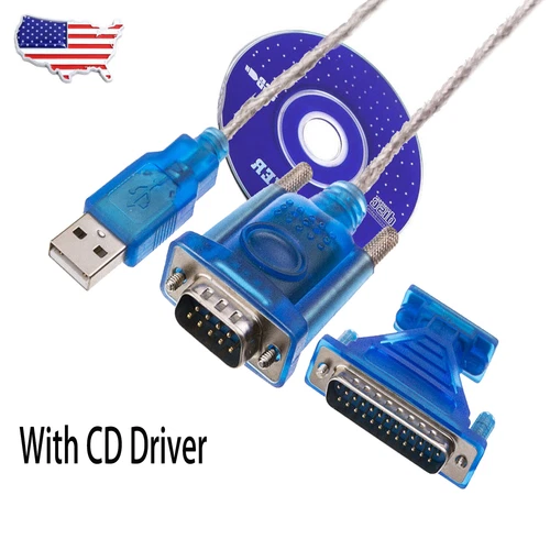 For USB 2.0 To RS232 COM Port 9 Pin Serial DB25 DB9 Adapter Cable Converter USA