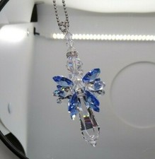 Handmade w/ Swarovski Crystal Sapphire Blue Angel Suncatcher/ Prism/ Ornament