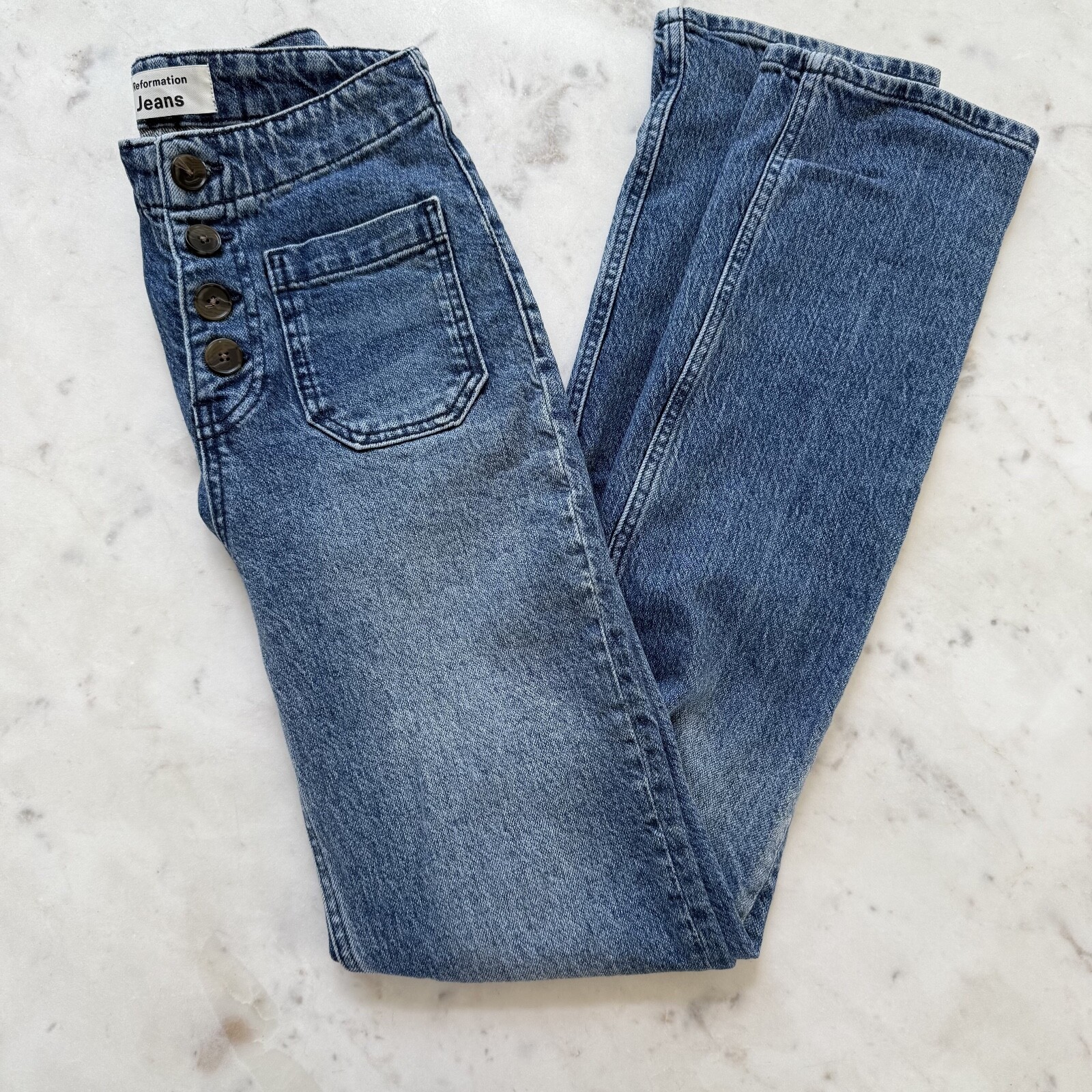 Reformation Elsie Exposed Button Fly Patch Pocket… - image 2