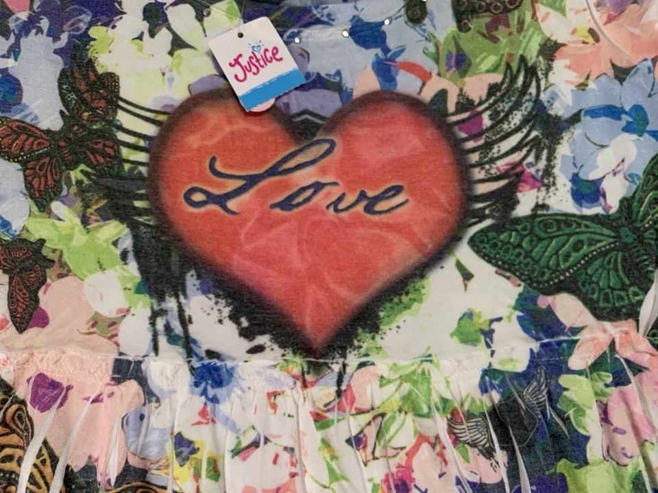 Vestido Justice Girls Talla 18 Claro Multicolor Floral Mangas Cortas Hasta la Rodilla Foto 3 de 4