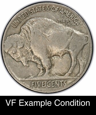 1) VF Buffalo Nickel Indian Head 5 Cent 1913-1938 Random Date US