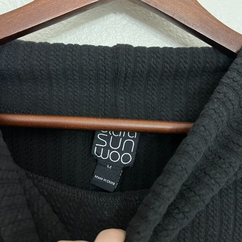 Neu mit Etikett Clara Sun Woo geripptes Kleid mit Stehkragen Größe Medium Damen schwarz Langarm - Bild 7 von 9