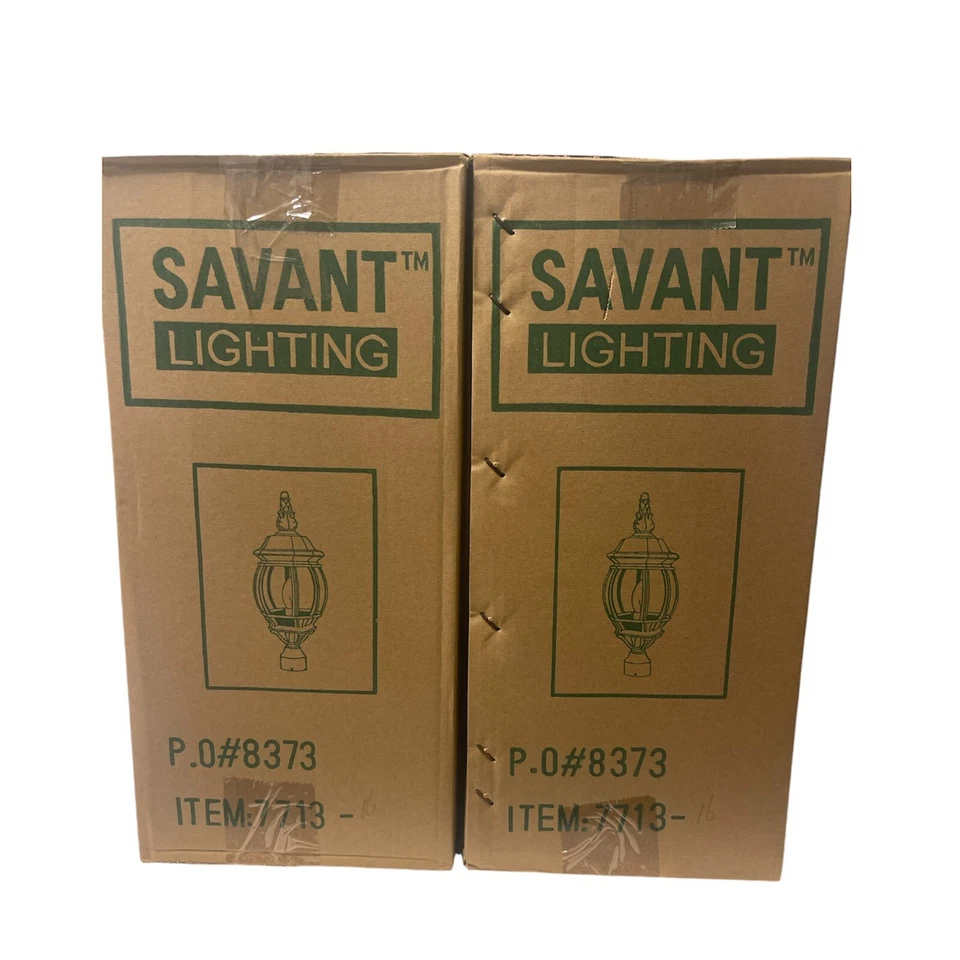 2 peças Savant branco iluminação externa alumínio fundido painel de vidro chanfrado transparente NOVO - Imagem 2 de 3