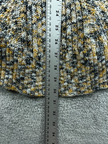 Belldini Womens Sweaters Tunic Small Yellow Blue Tweed Chunky Knit Funnel Neck - Picture 3 of 10