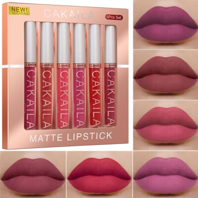 6er Lipgloss Set Langanhaltend Matt Beauty Flüssig Lippenstift Lippen Make-up