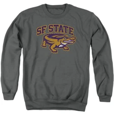 San Francisco State Adult Crewneck Sweatshirt Distressed, Charcoal, S-3XL