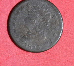 1813- Large Cent Coronet Head One Cent #P27787