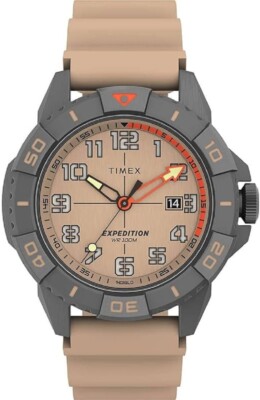 NWT Timex TW2V40900 Expedition North Ridge Beige Silicone Strap Watch