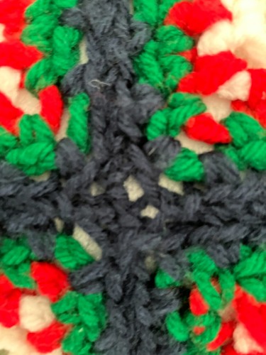 Granny Square Handmade Afghan Beautiful Christmas Colors 42x66 Inches - Picture 10 of 10