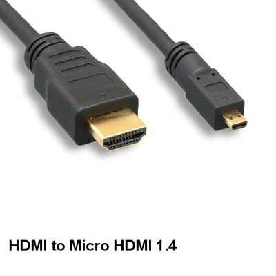 1' HDMI 1.4 to Micro HDMI Cable w/ Ethernet Male/Male 34AWG Digital Camera Cam