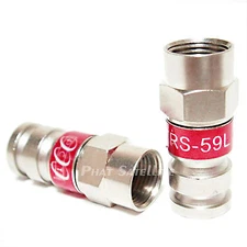 5pc COAXIAL CONNECTOR PCT TRS59L VIDEO SIGNAL COAX CABLE METAL COMPRESSION TIPS