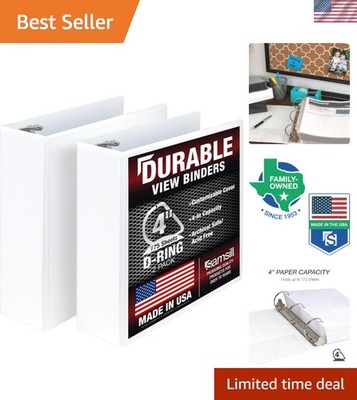 Samsill 4 Inch D Ring Binder 2 Pack - Holds 800 Sheets, White & Recycled