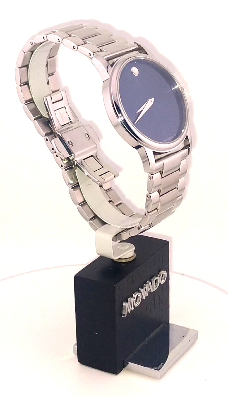 Movado Mens Gent Classic Museum Watch Stainless Steel Azure Blue Dial