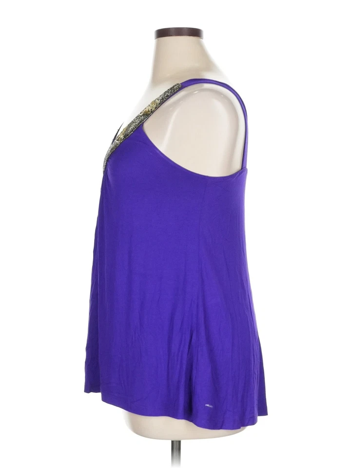 Mai Tai Women Purple Sleeveless Blouse 1X Plus - Image 4 of 4