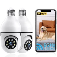 2K Light Bulb Security Camera Outdoor,5G&2.4G WiFi Security Cameras Wireless  