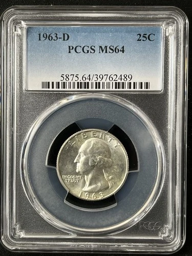 1963-D  25C Washington Quarter Dollar PCGS MS64   39762489