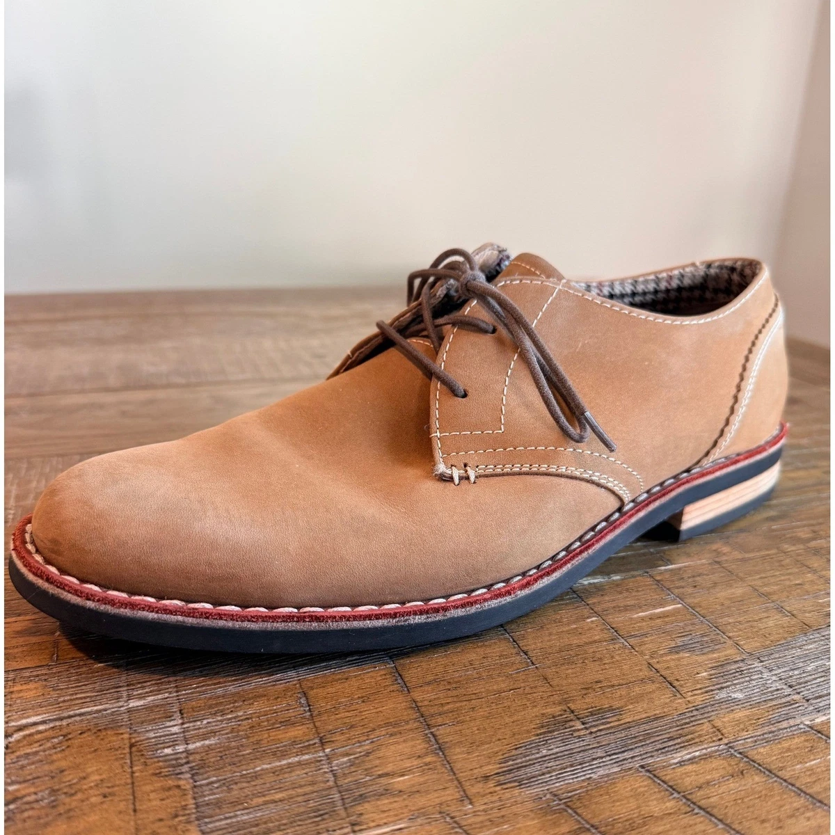 Original Penguin Men\'s WADE TAN Footwear 8.0  Genuine Leather Lace Up Soft Suede Penguin Brown Dress Shoes for Men for sale | eBay main image 2