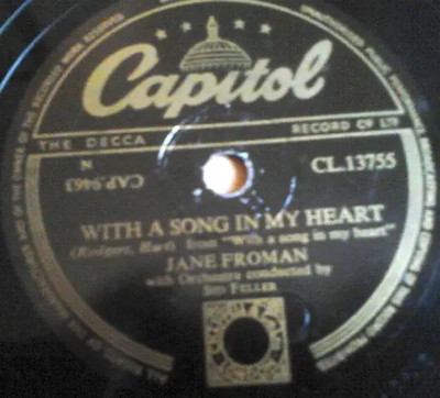 SCHELLACK Jane Froman Ill Walk Alone / With A Song In My Heart Capitol
