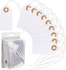 100 Pieces Blank Paper Tags with String 2 3/4" X 1 3/8" Small Shipping Tags Blan