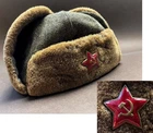 Winter Hat Ushanka ORIGINAL WW2 Russian Army Brass Red Star Military BADGE