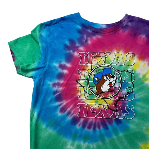 Buc-ee's Shirt Youth Large Colorful Tie Dye Texas Short Sleeve Cotton Novelty - Picture 6 of 8
