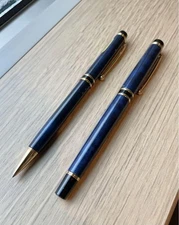Pilot GRANCE Blue-marble fountain pen and mechanical pencil set 14K #0703