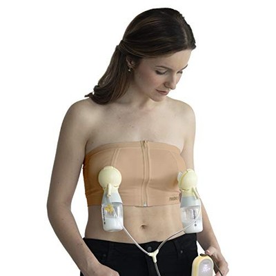 Medela Easy Expression Hands Free Pumping Bra, Nude, Medium, No-Slip Support Tan