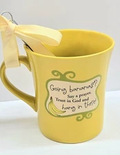 Abbey Press Yellow Going Bananas Cake Recipe Mug w/Whisk New In Box!