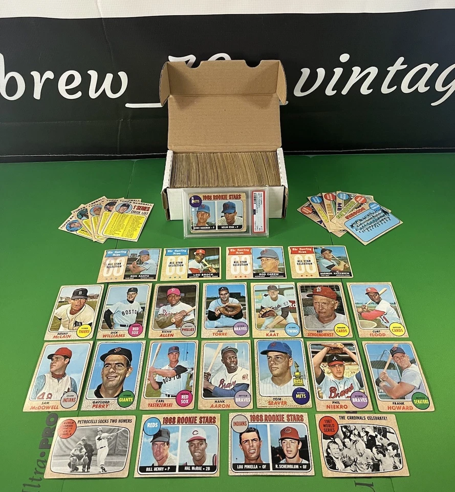 Juego parcial de béisbol 1968 Topps (338/598) con Nolan Ryan RC, Aaron, Seaver, Yaz Foto 2 de 4