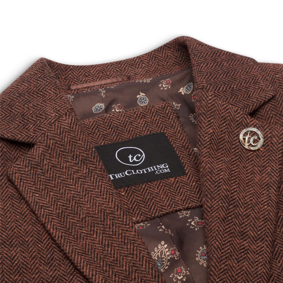 Women’s Rust Brown Wool Tweed Blazer Vintage Style Wool Blend Tailored ...