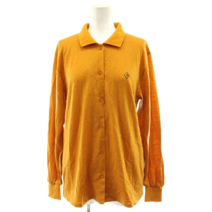 Christian Dior Sports Polo Shirt Long Sleeve Logo Wool M Orange Women's