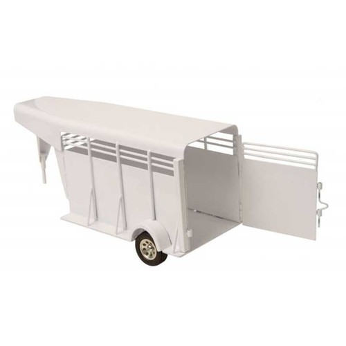 1/16 Little Buster Toys White Gooseneck Stock Trailer Livestock Cattle 200840 - Picture 3 of 5