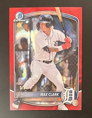 #ad 2025 Bowman Draft Max Clark Chrome Red Lava Refractor #5 5 Tigers $399.99